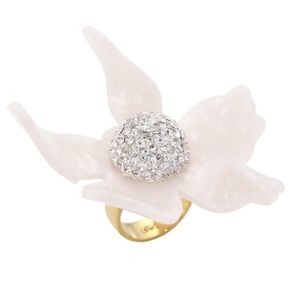 LELE SADOUGHI • White Orchid Lily Crystal Ring